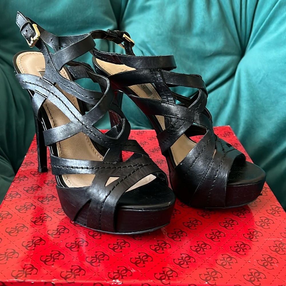 Black Platform Heel Sandals.